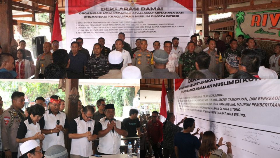 Organisasi Kemasyarakatan Adat Minahasa dan Organisasi Keagamaan Muslim di Bitung Gelar Deklarasi Damai