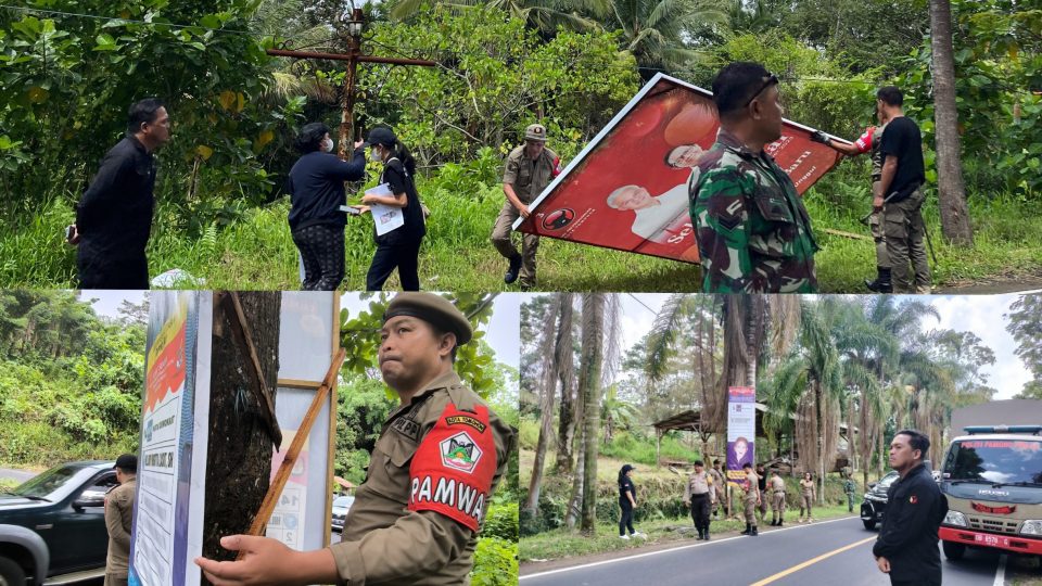 Bawaslu Kota Tomohon Tertibkan APK yang Terpasang Dilokasi Larangan