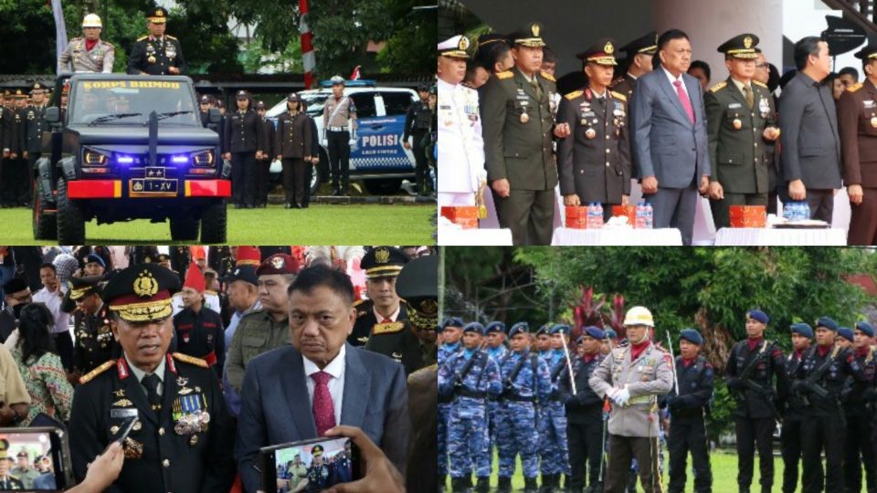 Upacara peringatan Hari Bhayangkara ke-78 di Halaman Kantor Gubernur Sulut, Jalan 17 Agustus Manado, Senin (1/7/2024).