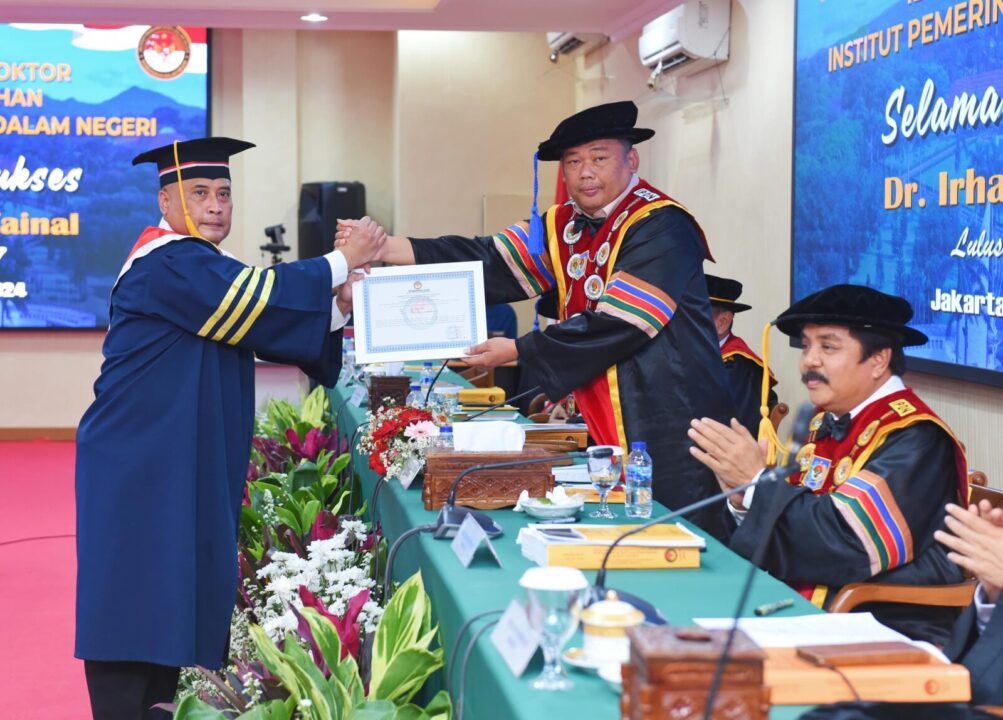 Upacara Sidang Terbuka Promosi Doktor ini berlangsung di Ruang Sidang Gedung Sekolah Pascasarjana IPDN, Jalan Ampera Raya, Cilandak Timur, Jakarta Selatan, pada Sabtu (19/7/2024)