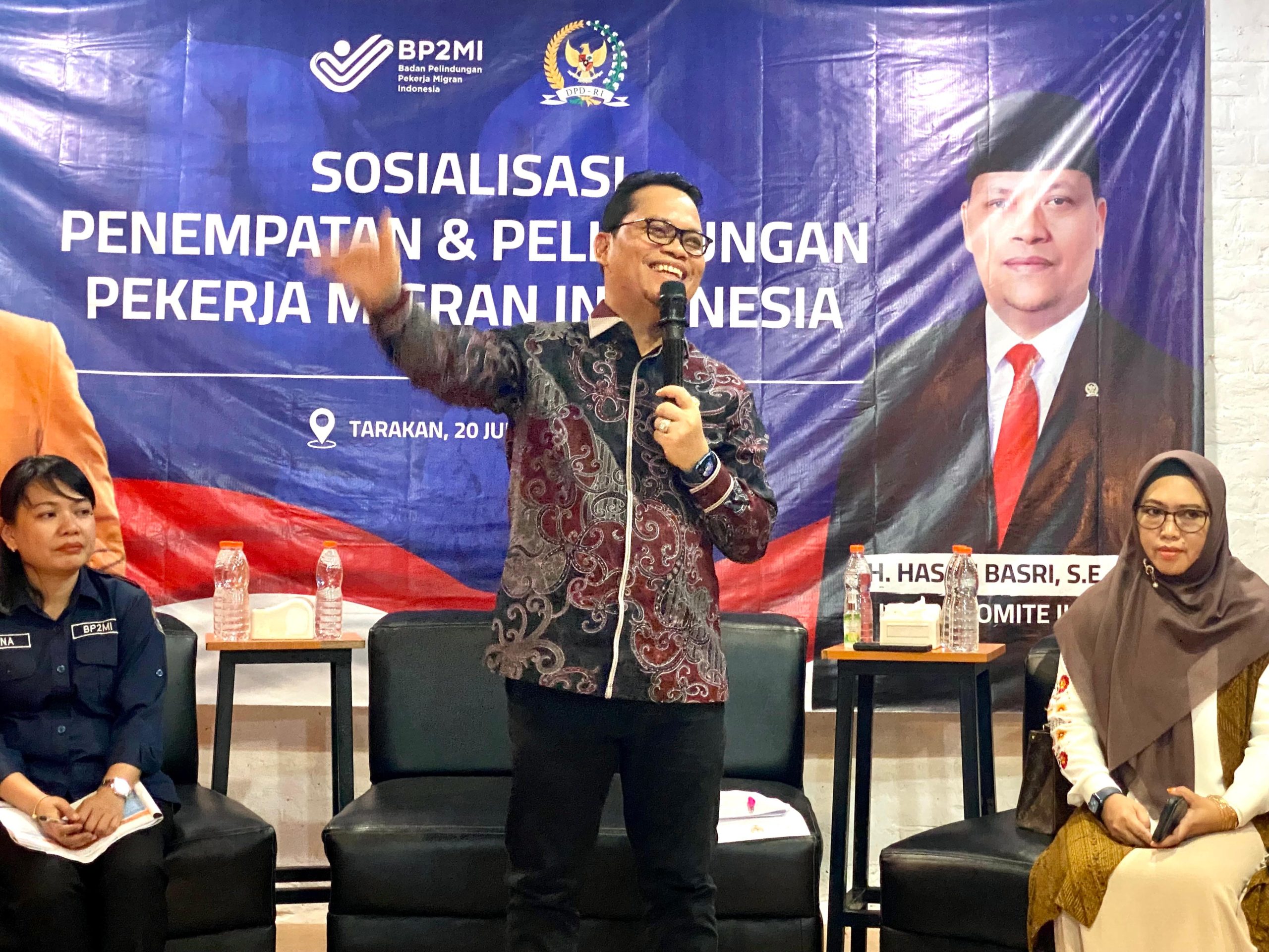 Ketua Komite III DPD RI Hasan Basri melaksanakan sosialisasi bersama Badan Pelindungan Pekerja Migran Indonesia (BP2MI), (20/7/2024)