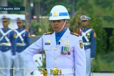 Komandan Kompi Paskibraka Pertama pada Peringatan Hari Ulang Tahun (HUT) ke 79 Kemerdekaan Republik Indonesia yang dilaksanakan di Lapangan Ibu Kota Nusantara (IKN) Desa Pemaluan, Kec. Sepaku, Kabupaten Penajam Paser Utara, Kalimantan Timur, Sabtu (17/08/2024)