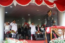 Upacara penurunan bendera HUT ke-79 Kemerdekaan Republik Indonesia dilaksanakan di lapangan Kantor Bupati Minahasa Selatan (Minsel), Kelurahan Pondang, Kecamatan Amurang Timur, Kabupaten Minsel Sabtu petang (17/08/2024)