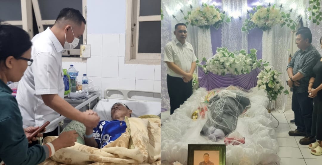 Foto. (kiri) Penatua Michael Mait saat mengunjungi dan medoakan Billy Z Makal hingga pada akhirnya tutup usia pada Selasa 9 September 2024.