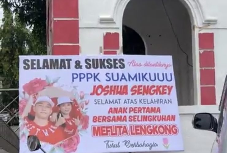Baliho Sindiran Istri Sah Soal Suami P3K dan Selingkuhan Gegerkan Kantor Bupati Minsel