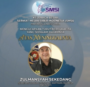 Sekjen PWI Pusat Zulmansyah Sekedang wafat akibat serangan jantung. Ketua SMSI Sulut Voucke Lontaan menyebut dunia pers kehilangan tokoh besar.