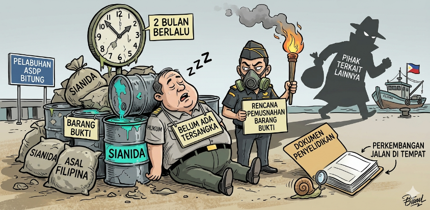 Sianida Ilegal dari Filipina Mengendap di Bea Cukai Sulut: Dua Bulan Tanpa Tersangka, Barang Bukti Terancam