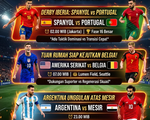 Babak 16 Besar Membara! Spanyol dan Argentina Dijagokan Melaju, AS Siap Kejutkan Belgia