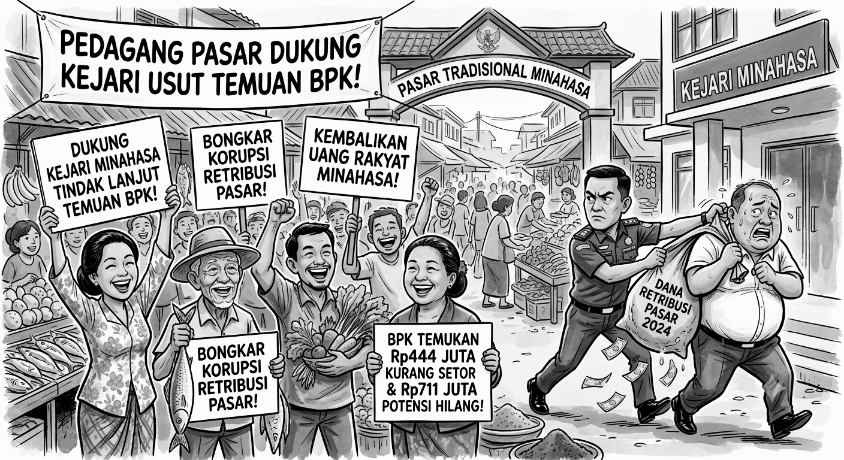 Pedagang Pasar Dukung Kejari Minahasa Usut Temuan BPK, Minta Pengelolaan Retribusi Dibenahi