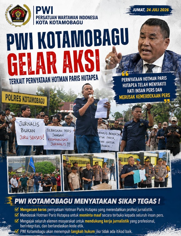 PWI Kotamobagu Gelar Aksi Damai, Desak Polisi Proses Hukum Hotman Paris atas Dugaan Penghinaan Profesi Wartawan