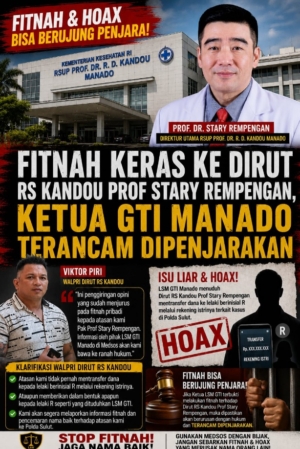 Dituding Sebar Fitnah, Ketua GTI Manado Dilaporkan ke Polda Sulut