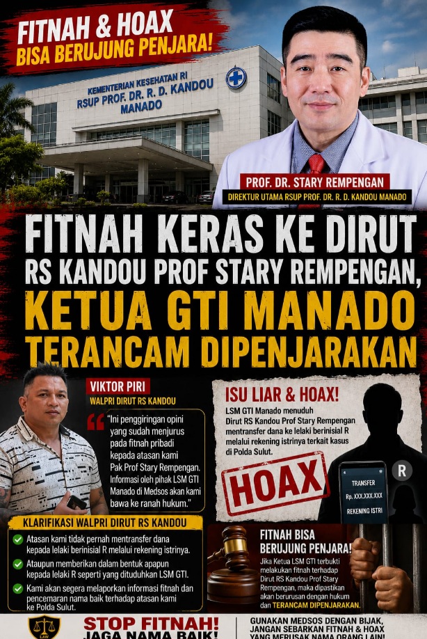 Dituding Sebar Fitnah, Ketua GTI Manado Dilaporkan ke Polda Sulut