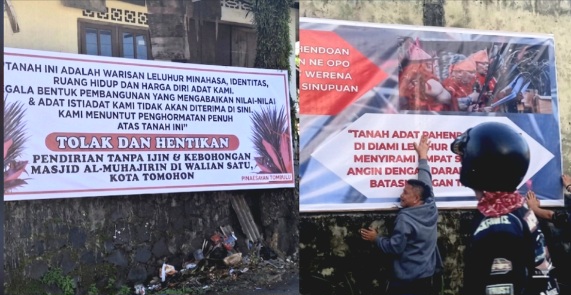 Baliho Tolak Pembangunan Masjid Al-Mujahidin Muncul di Kota Tomohon, Diduga Persoalkan Perizinan