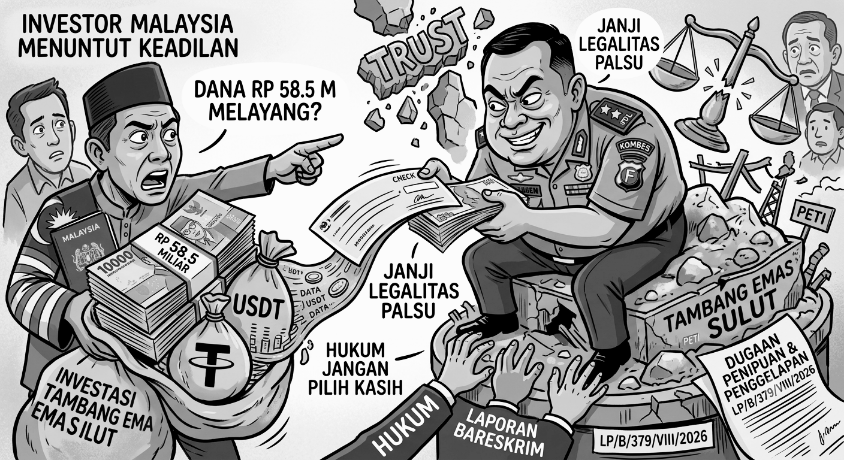 Investor Malaysia Laporkan Kombes F ke Bareskrim Terkait Dugaan Penipuan Investasi Tambang Emas Rp58,5 Miliar di Sulut