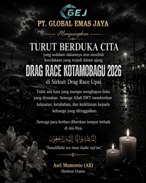 Direktur PT Global Emas Jaya Asri Mamonto Siapkan Santunan untuk Korban Drag Race Kotamobagu