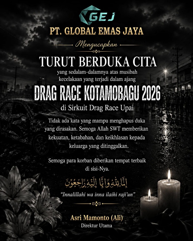Direktur PT Global Emas Jaya Asri Mamonto Siapkan Santunan untuk Korban Drag Race Kotamobagu