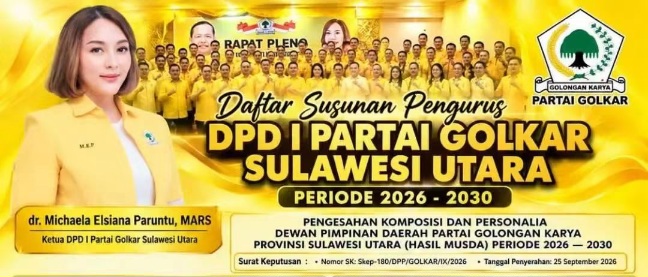 Golkar Sulut Era MEP Terbentuk Ini Deretan Nama di Balik Struktur Baru