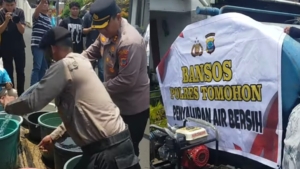 Kapolres Tomohon Turun Tangan Salurkan Air Bersih ke Warga di Tengah Ancaman Kemarau.
