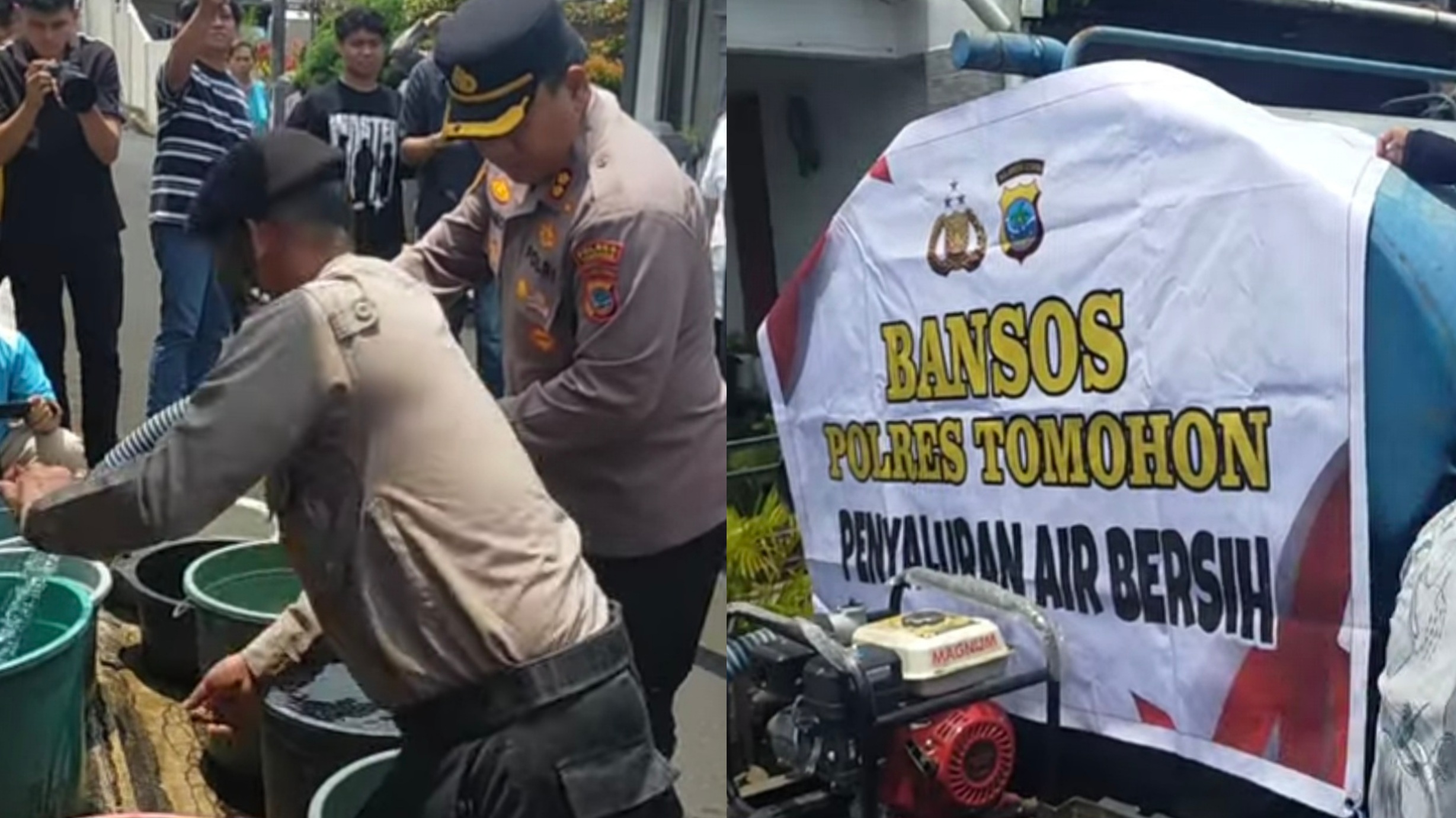 Kapolres Tomohon Turun Tangan Salurkan Air Bersih ke Warga di Tengah Ancaman Kemarau.